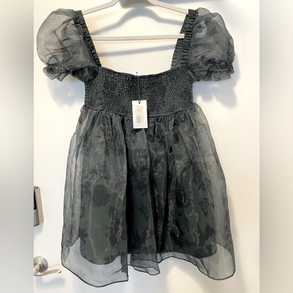 Weworewhat Green Floral Babydoll Dress Prom wedding Medium